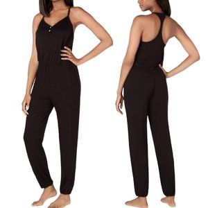 New Alfani Pajama Knit Sleeveless Racerback Jogger Jumpsuit Black Size Small